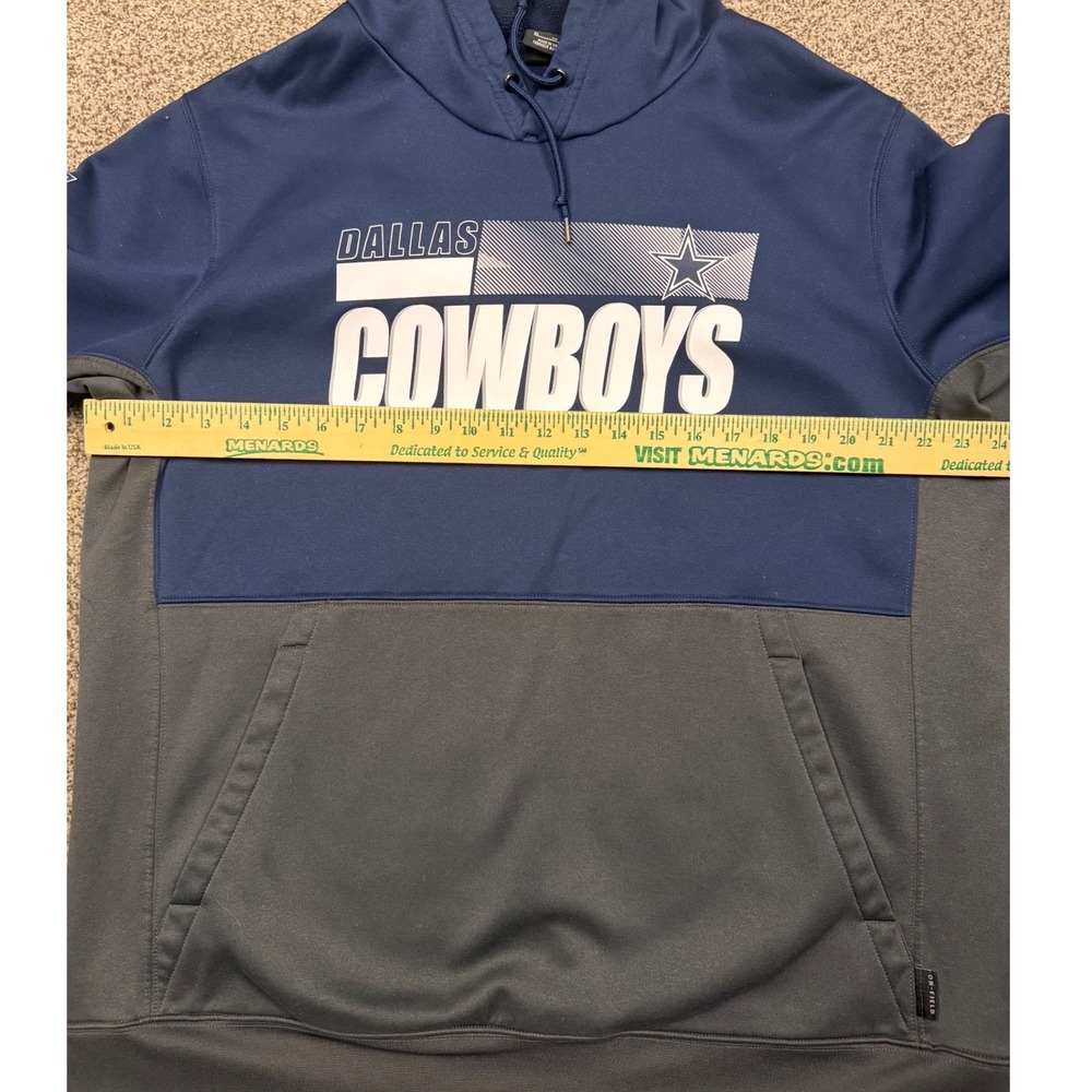 Nike NFL Dallas Cowboys Dri-FIT Hoodie Mens XL Navy Grey Colorblock Sweatshirt - Picture 4 of 9